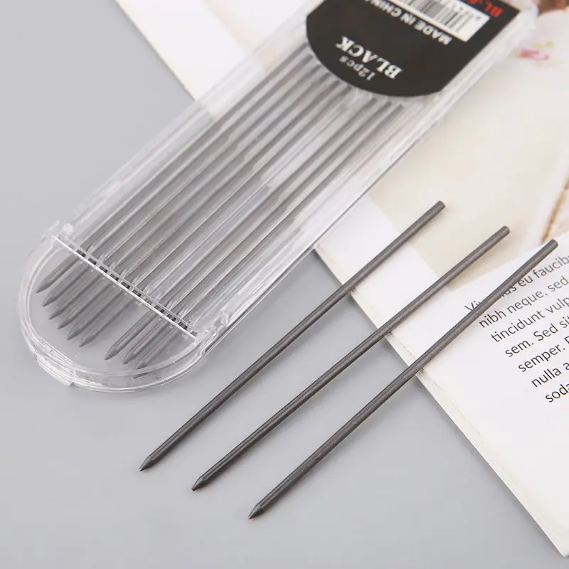 

12Pcs 2.0mm Mechanical Pencil Black 2B Lead Refills Draft Drawing Writing Crafting Art Sketching School Stationery Office Supply