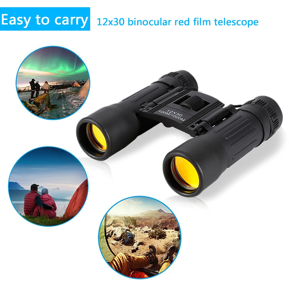 

New12x30 Mini Binoculars Day and Light Camping Telescope Long Range 100/1000m Professional Binocular Wide Vision Hunting Optics