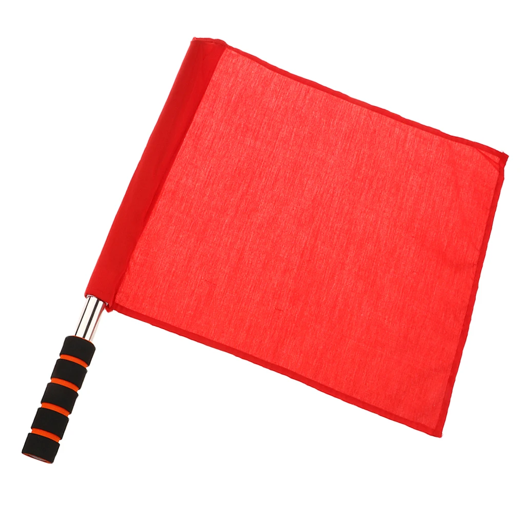Lightweight Stainless Steel + Nylon Referee Football Soccer Hocky Lineman Flag Hand Flag Competition Flag Red