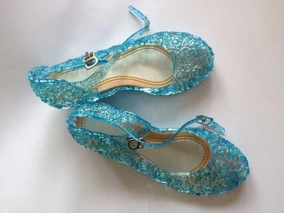 Детские сандалии, летняя обувь для девочек, повседневная обувь из прозрачного материала, tenis feminino, сетчатая обувь на танкетке, Sandalias Femininas, синяя обувь, высокий каблук 17,5-20 см