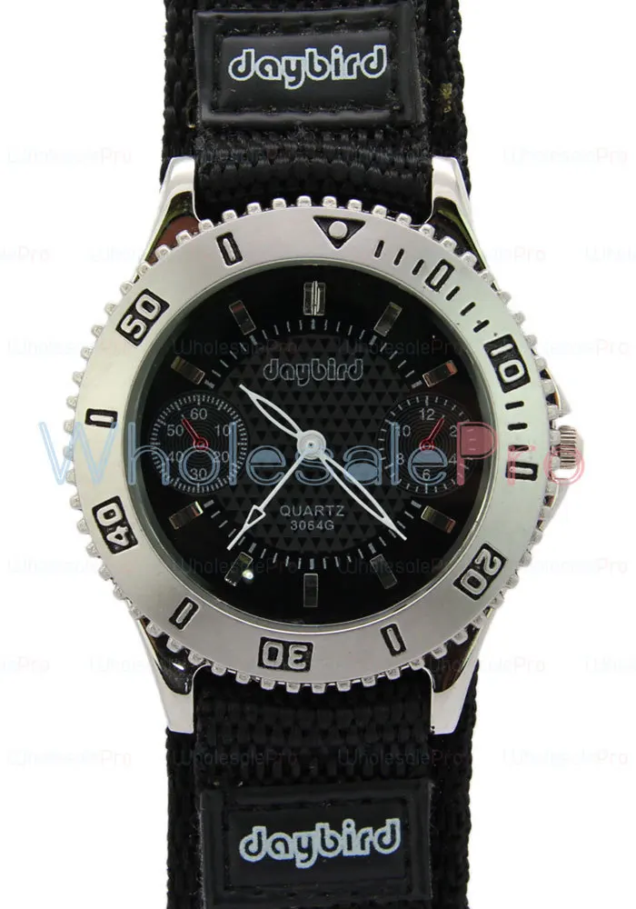 WholesalePro Daybird Men's Fabric Watchband Black Dial Subdial Quartz Sprots Watch-Black | Наручные часы