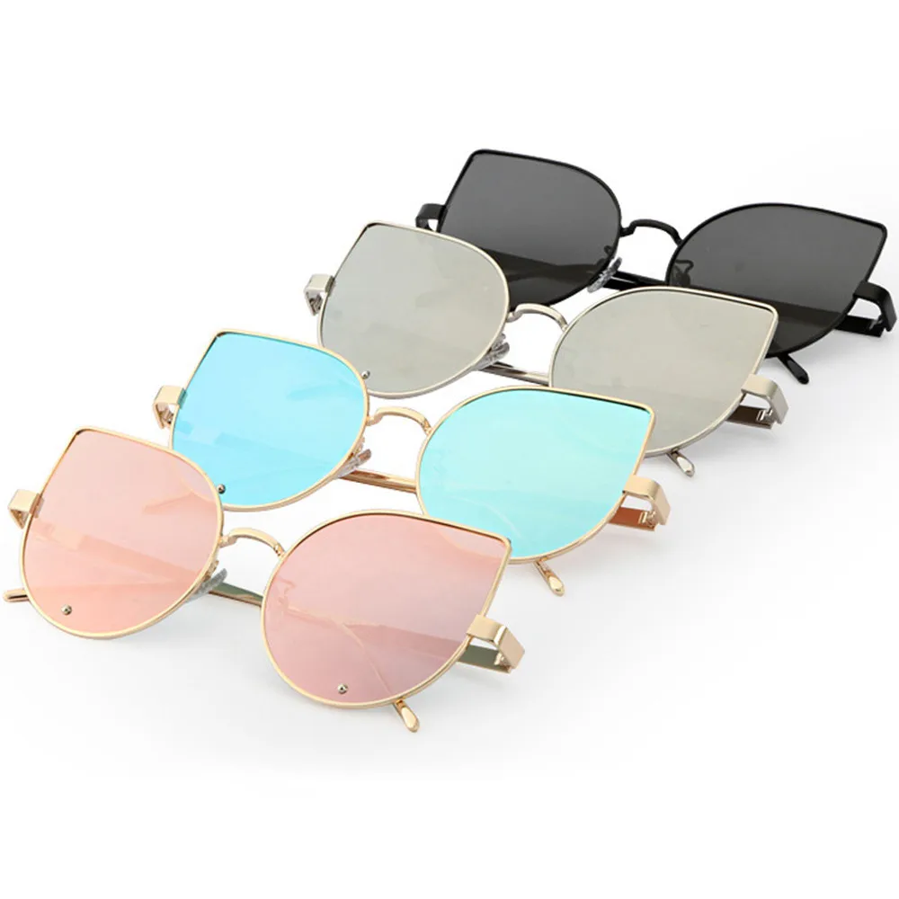 

FEITONG Fashion Cat Sunglasses Metal Reflection Mirror Frame From Lens Sunglasses Glasses wholesale#ES