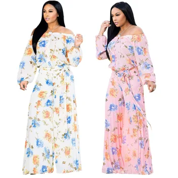 

Women's Printed Loose Sexy Wrapped Chest Jumpsuit Office Lady Off-shoulder Jumpsuit