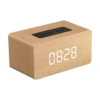 

2019 wireless speakers bluetooth wifi speakers Double Speakers Wood Wireless Bluetooth Speaker Support Clock FM#G4