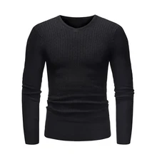 Новинка, мужской классический Однотонный свитер, весенний осенний тонкий мужской свитер с v-образным вырезом, модная Повседневная вязаная одежда