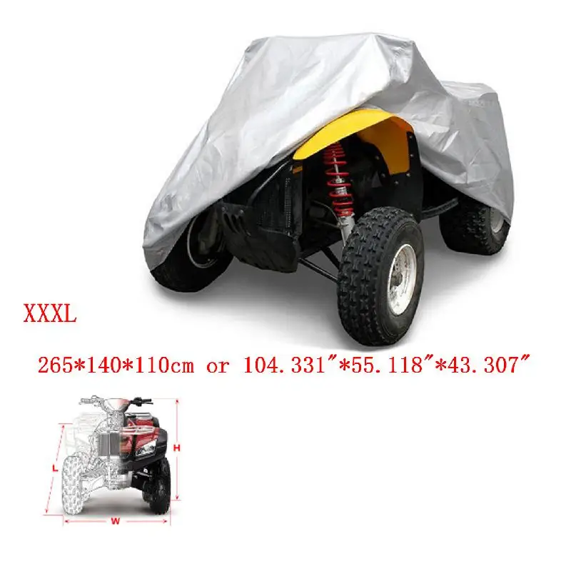 

Ironwalls Big Size Silver XXXL Quad Motorcycle Cover Waterproof Outdoorproof Heatproof 190T PU ATV Cover Motorbike Covering