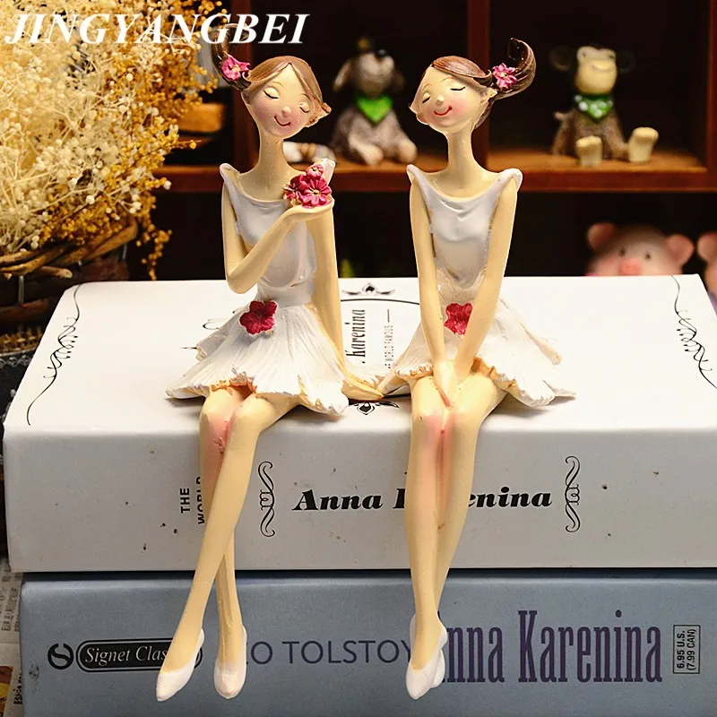 

2pcs/set Beautiful Angel Resin Craft Flowers Fairy Figurines Wedding Gift Home Decoration
