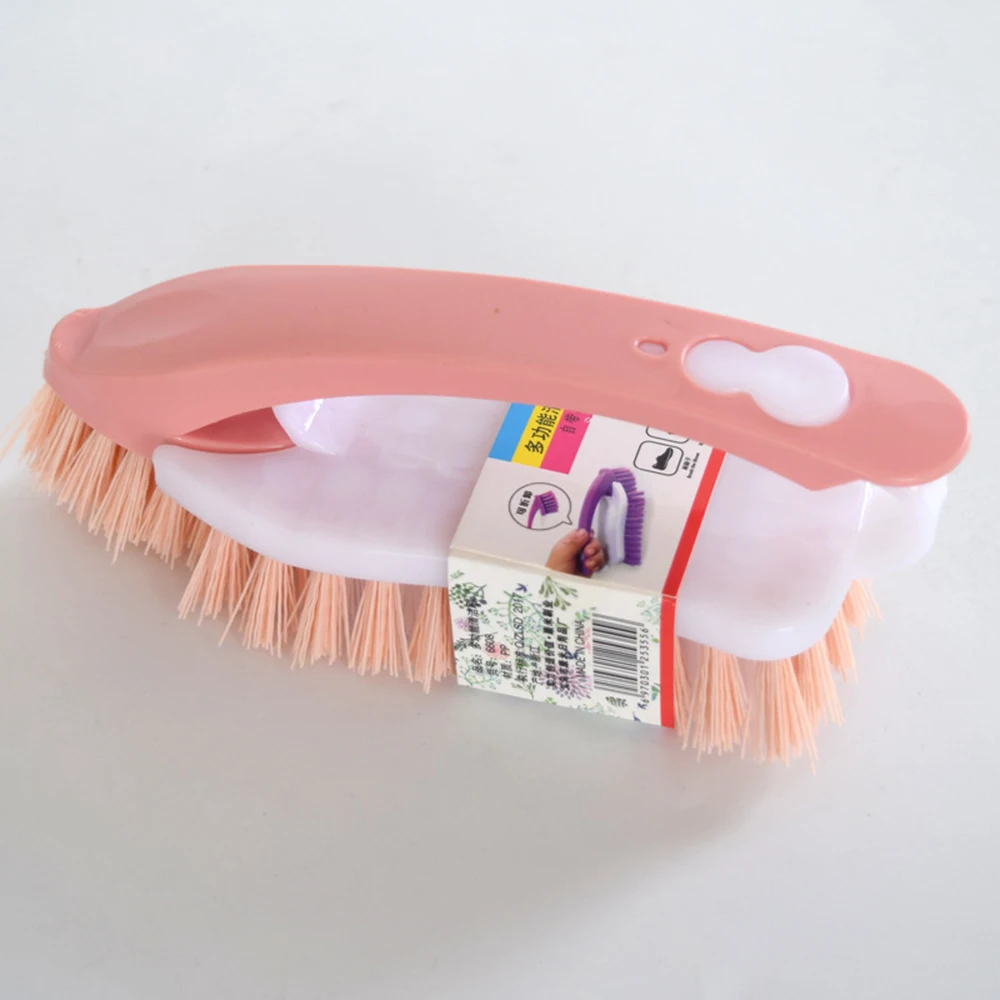 2 в 1 пластиковая многофункциональная Чистящая Щетка для белья обуви стиральные щетки отделяемые гибкие скрубберы для напольной ванны - Цвет: Розовый
