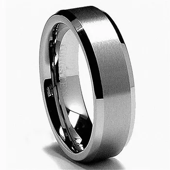

6mm/8mm Tungsten Matte Finish Brush Center Comfort Fit High Polish Wedding Band Promise Rings for Him and Her Couples