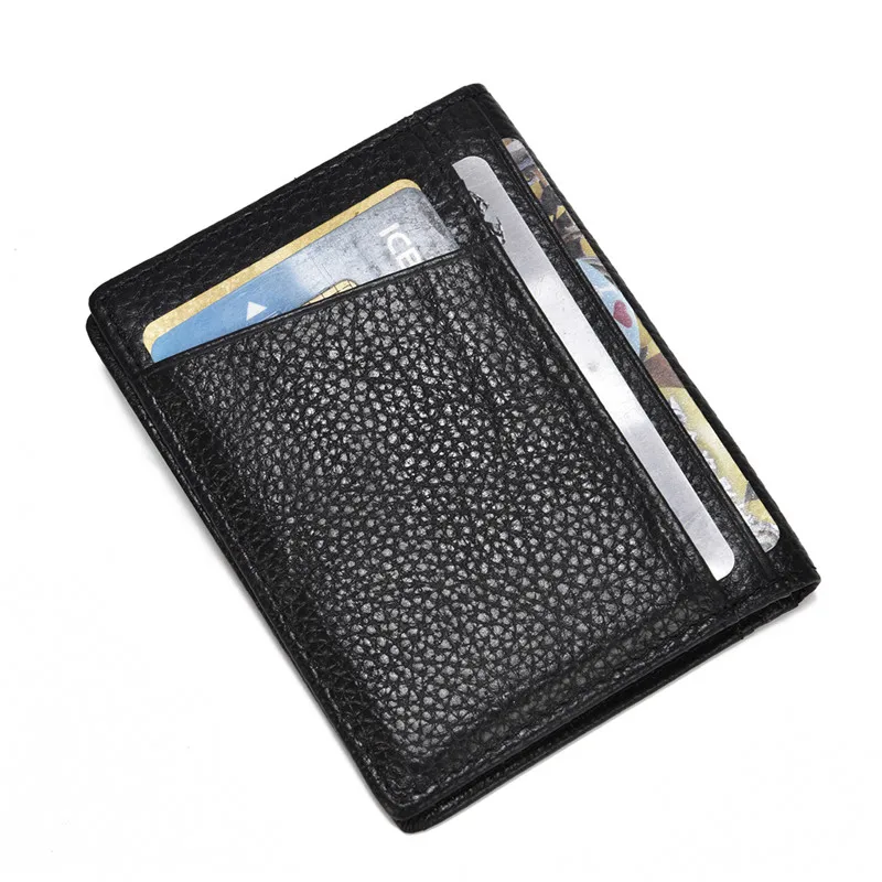 BISI GORO RFID черный кошелек, кредитный держатель для карт, коровья кожа, унисекс, кошелек для карт, высокое качество, Повседневный Кошелек, тонкий мини-кошелек