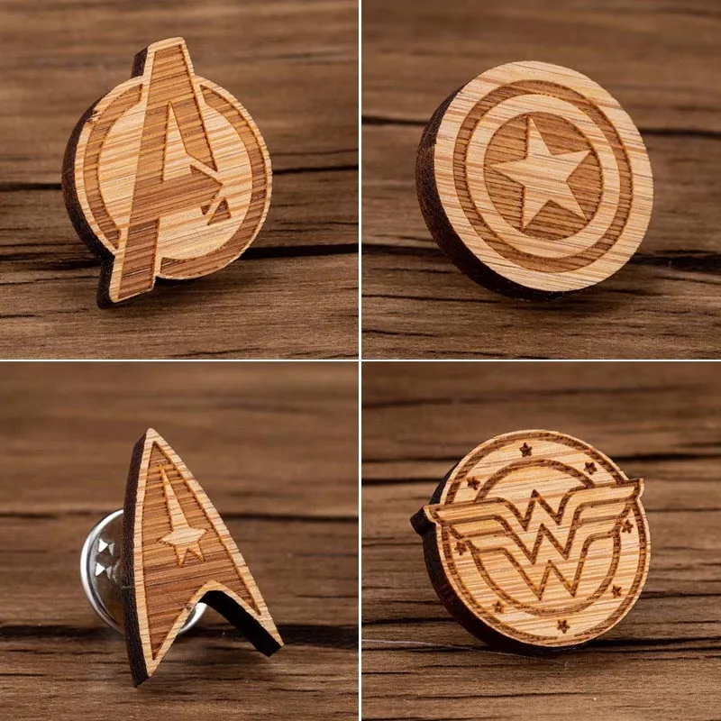 

SMJEL Movie The Avenger Wood Brooches Marvel Fans Jewelry Captain America Brooches Boys Kids Broches T-shirt Badges Hat Pin