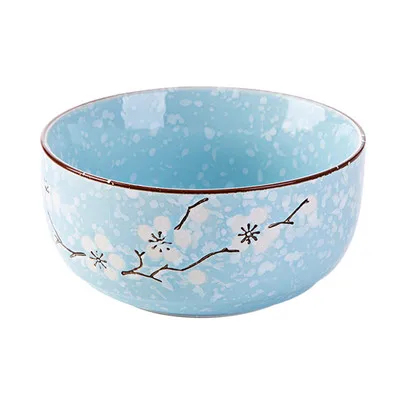 Японский стиль сливы Керамическая Чаша Бытовая рисовая чаша детская маленькая чаша посуда миска для еды - Цвет: Blue