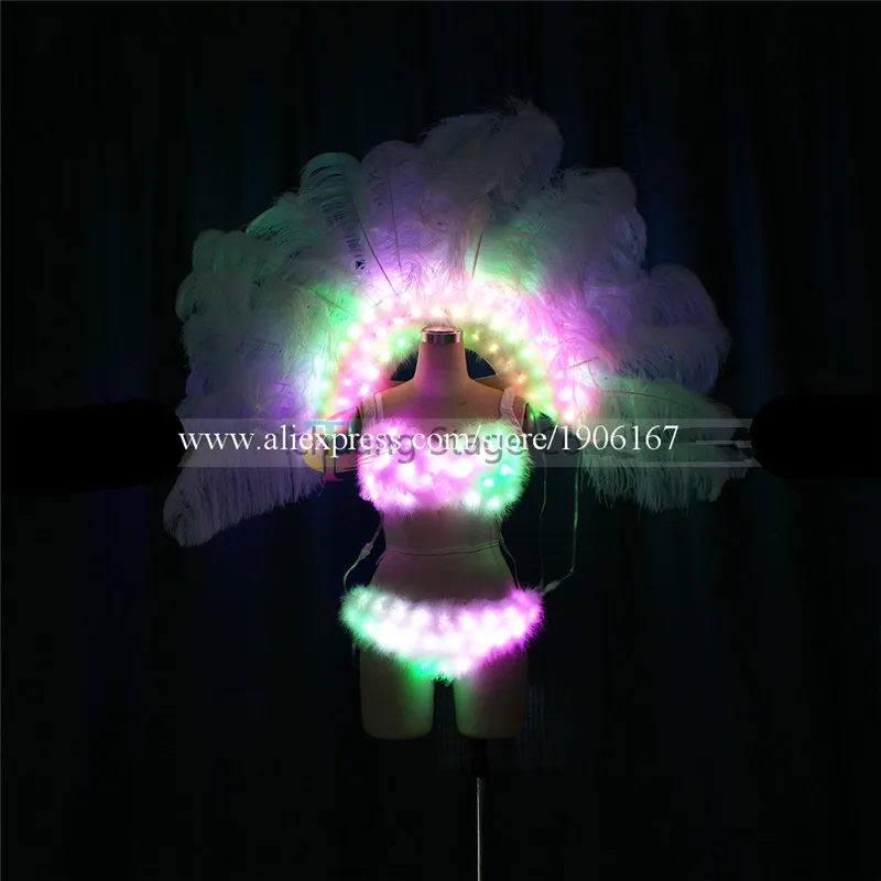 Programmable women sexy dance dresses led luminous light bra ballroom dance led costumes bar RGB clothes led wings singer3