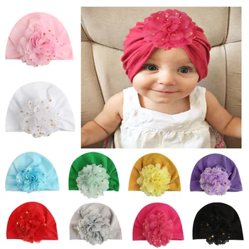 

20pc/lot New Fashion Flower Baby Girls Hat Newborn Elastic Baby Turban Hats for Girls Cotton Infant Beanie Cap