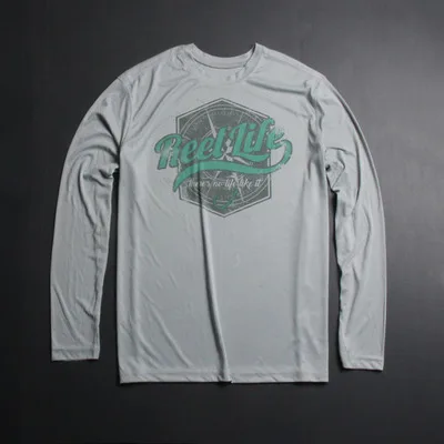 Re* l L* fe Мужская Рыбацкая футболка с длинным рукавом UPF50 быстросохнущая одежда для рыбалки спортивные рубашки для рыбалки Размер США S-3XL белый - Цвет: Lt Gray 15