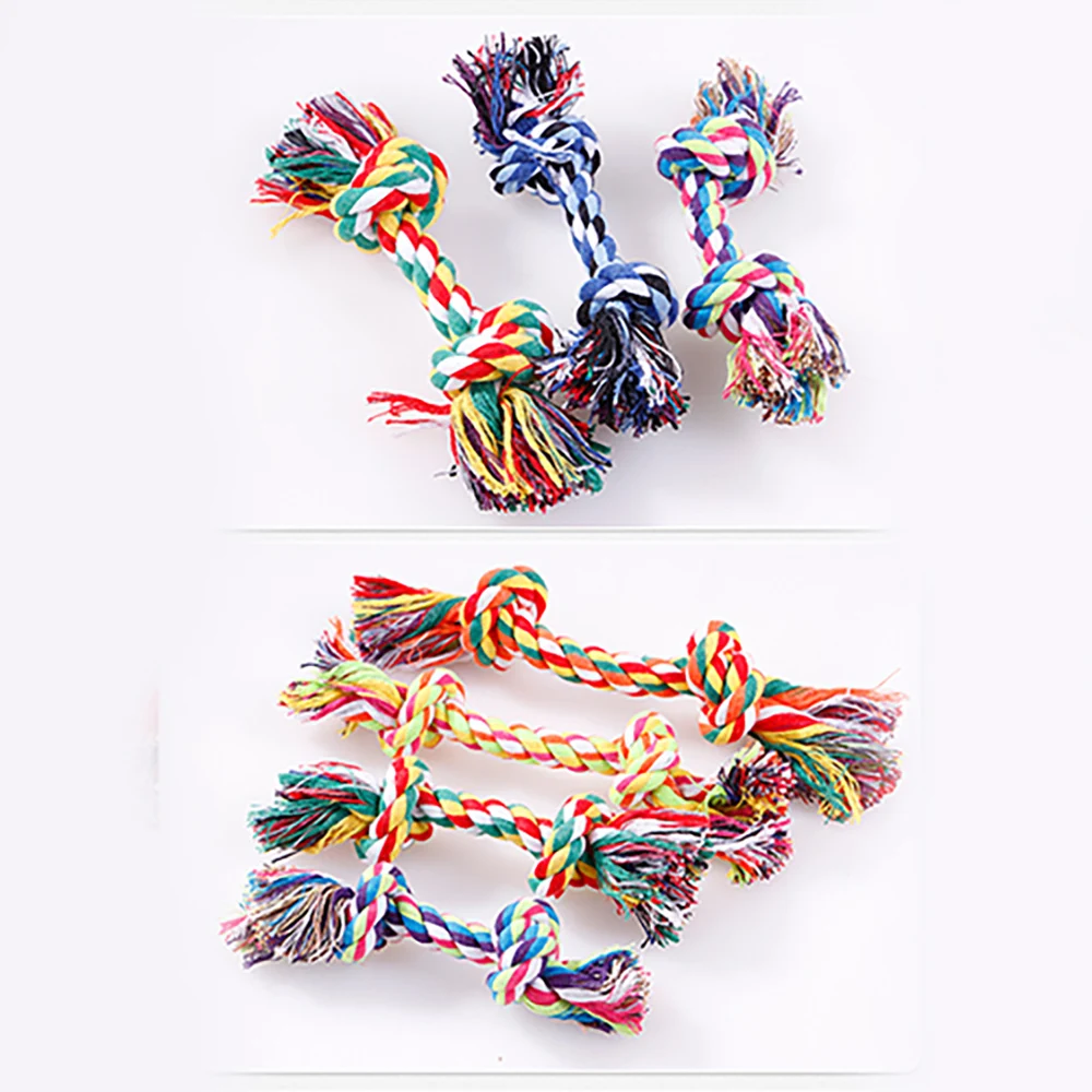 Pet Dog Toy Double Knot Cotton Rope Braided Bone Shape Puppy Teeth Cleaning Chew Toy For Dog Training 4 Size Free Shipping 1pc