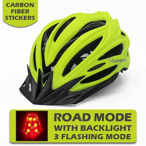 Шлем для велосипеда victgoal для мужчин и женщин, велосипедный шлем с подсветкой, MTB светильник, вес, для спорта на открытом воздухе, горная дорога, велосипедные шлемы - Цвет: CarbonYellow WITH LE