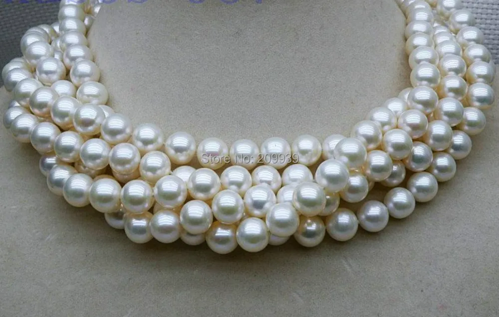 

Free shipping 002798 Gorgeous Natural White Round AAA+ 8-9mm Akoya Pearl 5 Strand Necklace 17-21
