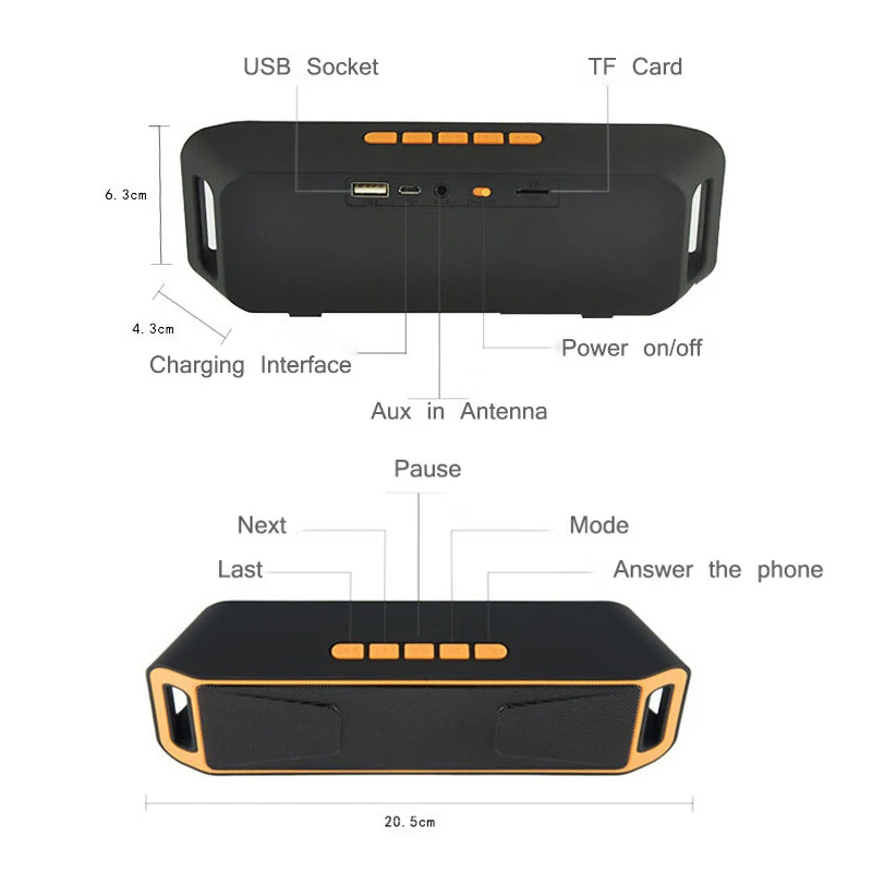 Портативный мини беспроводной Bluetooth динамик Саундбар ударопрочный сабвуфер