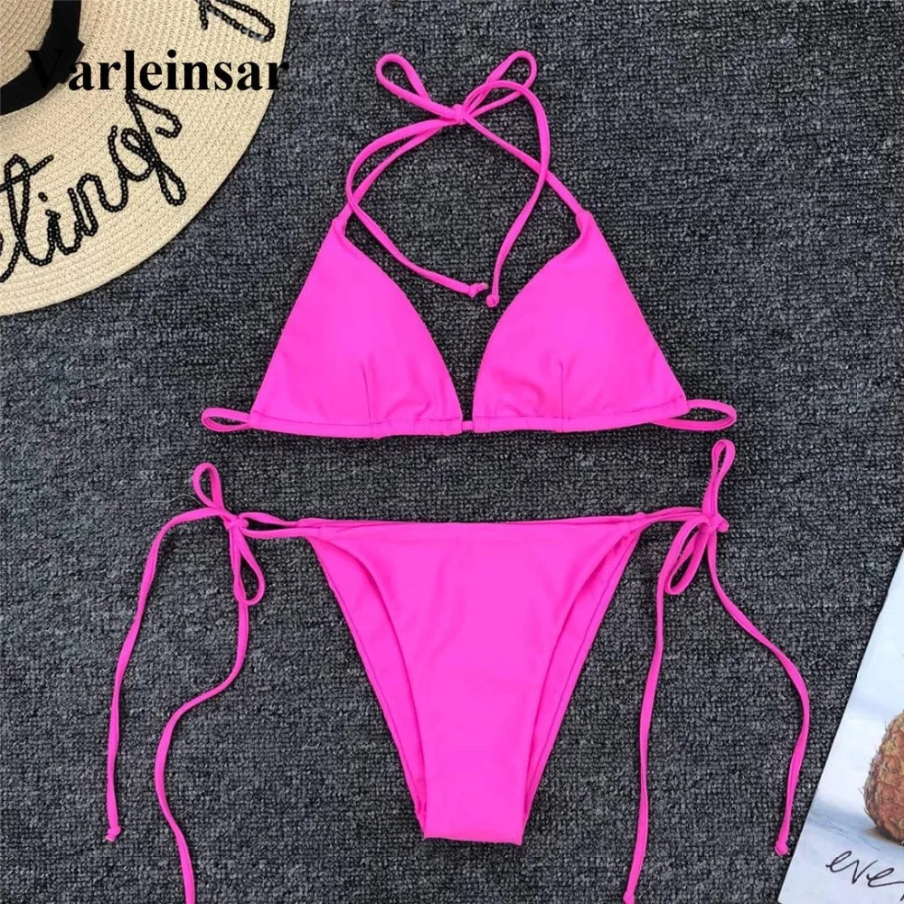 neon pink two piece swimsuit