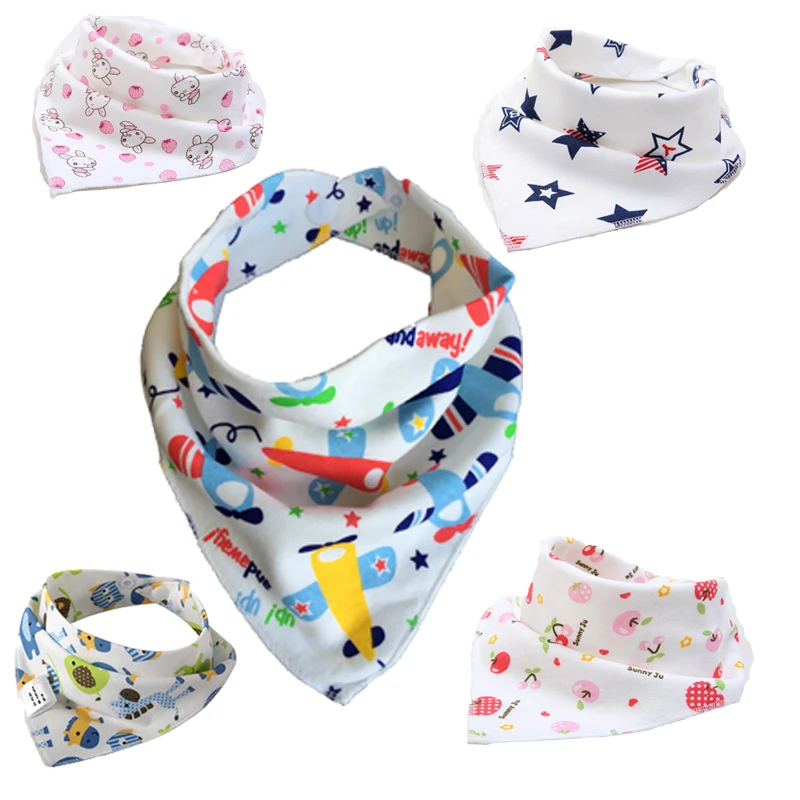 1Pcs Double Layers Cotton Baby Bibs Baby Bandana Bibs Burp Cloths Newborn Triangle Scarf character Animal Towel Stuff