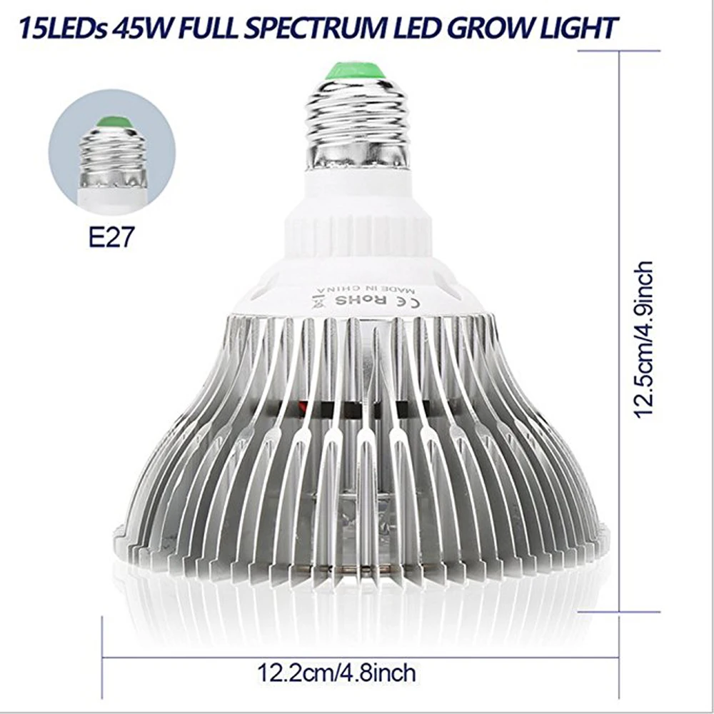 Светодио дный расти свет лампы 45 Вт E27 AC85-265V 6Red + 6 синий + 1 белый + 1UV + 1IR полный спектр 15 светодио дный s света для внутреннего сад Hydropoics завод