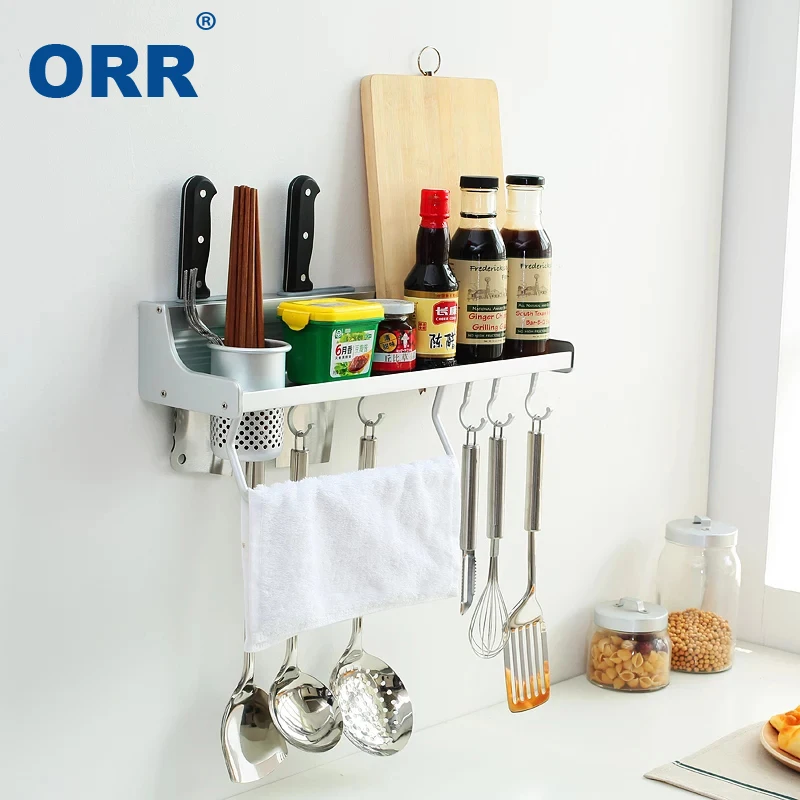 

Free Shipping Kitchen Rack organizer Space Aluminum Multifuncional shelf Fastness Top Wall Mounted Bar Estante cocina ORR
