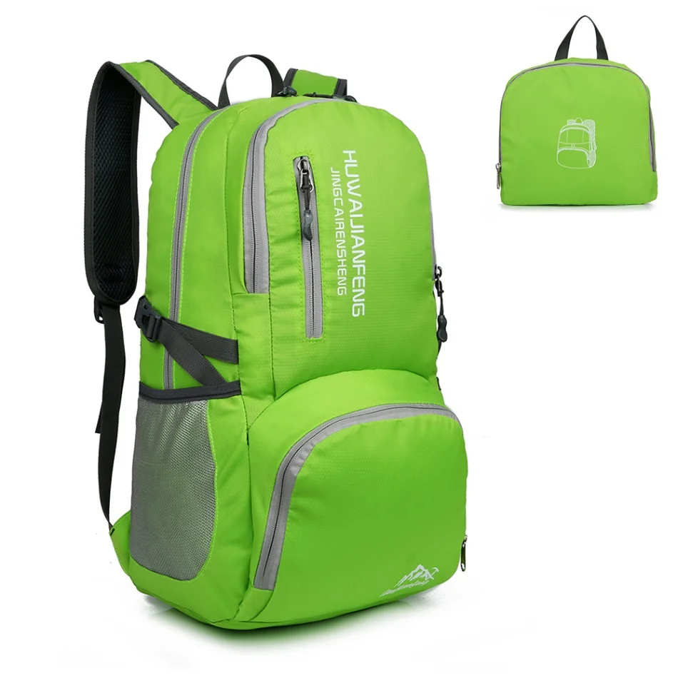 30л рюкзак походный рюкзак легкая складная сумка для кемпинга на открытом воздухе путешествия ультралегкий удобный дорожный рюкзак водостойкий - Цвет: light green