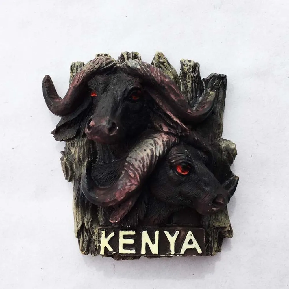 Wild Africa Kenya Bison Fridge Magnets Tourist Souvenir Refrigerator Magnetic Sticker Decor imanes para refrigerador Crafts Gift|Магниты на