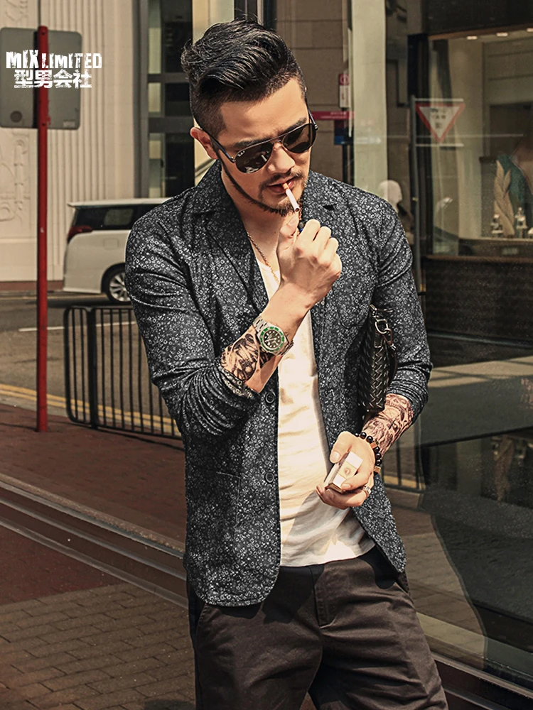 

Men's Casual Slim Fit Denim Blazer Suits for Men Autumn Suit single long-sleeved Clothing Men European style fashion suits 2019