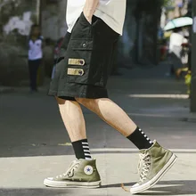 Летние хип хоп Карго короткие мужские Harajuku шорты для бега уличная тактический военный Короткий карманы армейский зеленый хлопок Повседневная