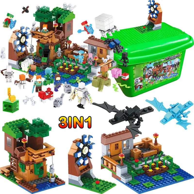 

My World Luxury Tree House Pet Village Farm Building Blocks Compatible legoINGLY Minecrafted Windmill 2 Dragon Kids Toys Gifts