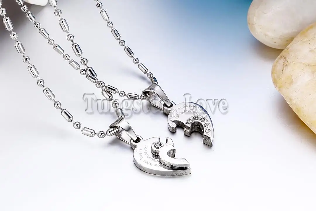 2 шт. подвеска в виде сердца из нержавеющей стали|love necklace|necklace for loversstainless steel pendant |