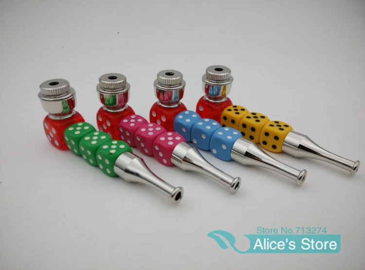 Free shipping 5pcs/lot Dice Metal smoking weed pipes With windproof Cap