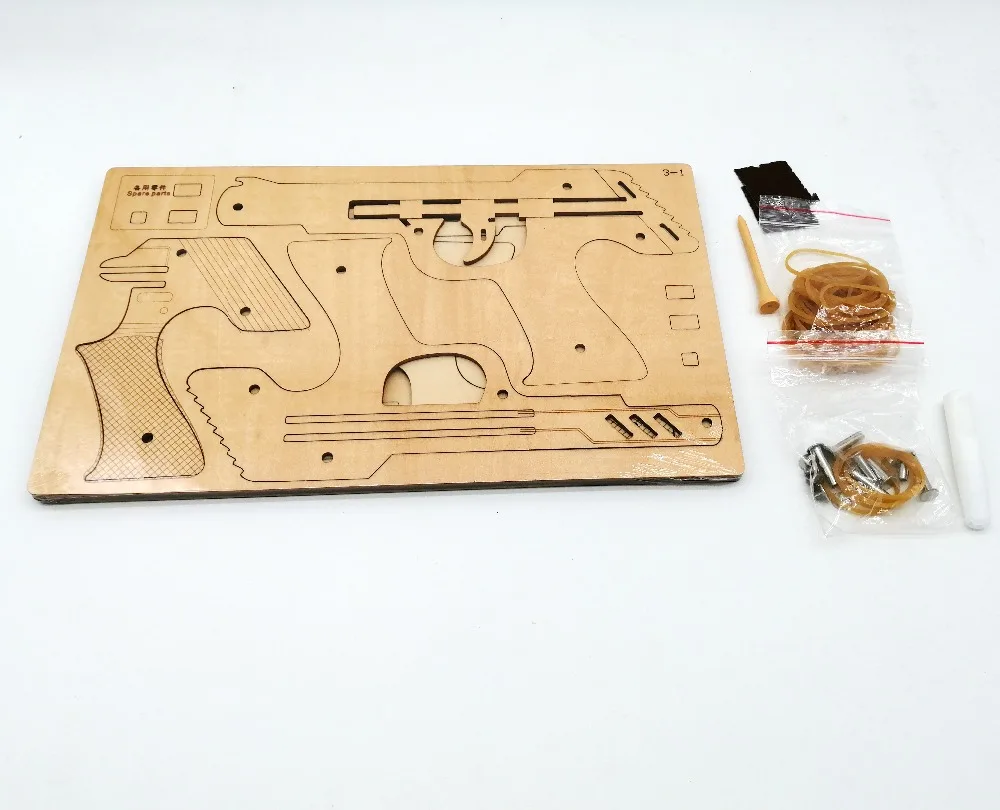 Laser Cutting DIY 3D Wooden Puzzle Woodcraft Assembly Kit Hunting wolf  Eagle Train Dragon Rubber Band Gun For Christmas Gift