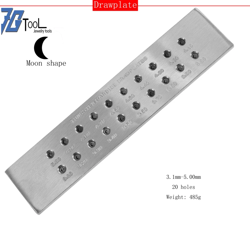 Лунная форма мм 5,00-3,10 мм 30 отверстий/20 отверстий, вольфрамовая карбидная проволока Drawplate, инструменты для изготовления ювелирных изделий