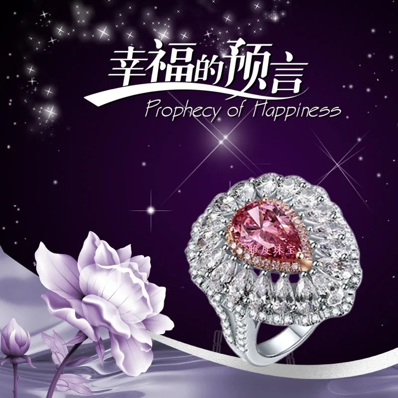

New Arrival 3ct Pear Shaped Lab created Pink Sapphire Engagement Ring, women silver weeding ring, fashion band ring