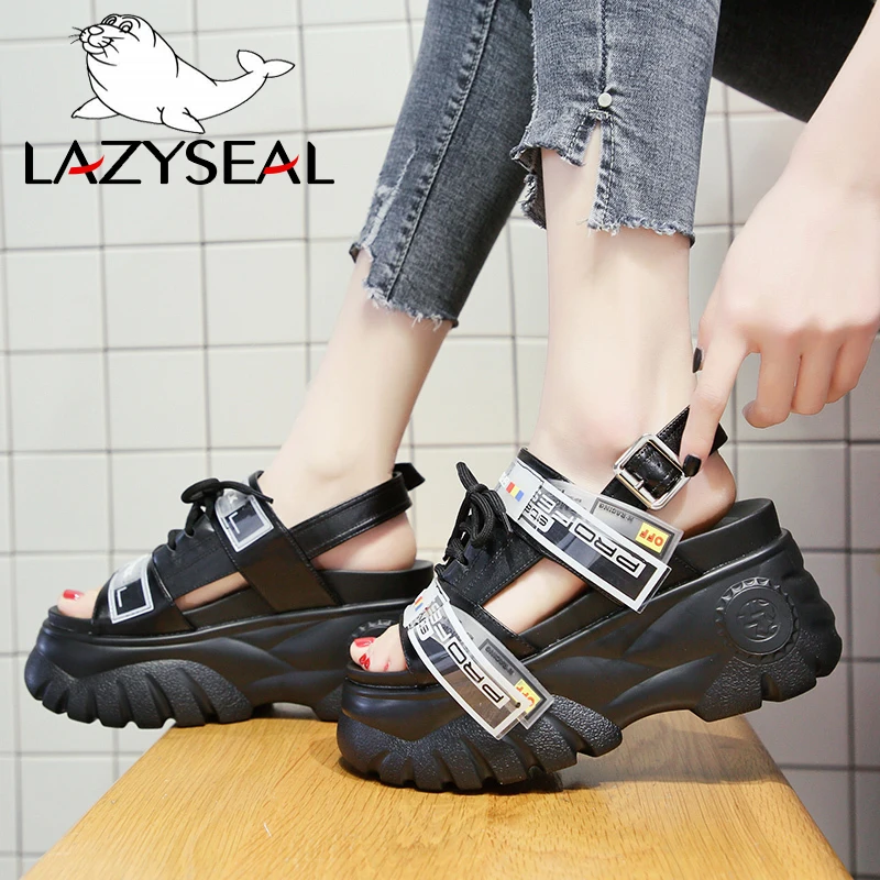 

LazySeal Platform Wedge Sandals Women Sandal For Women New 2019 Buckle Thick Heels Wedges Summer Shoes Woman