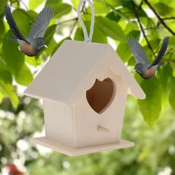 Птичье гнездо натурального дерева Дом DIY творческой форме сердца попугай висит