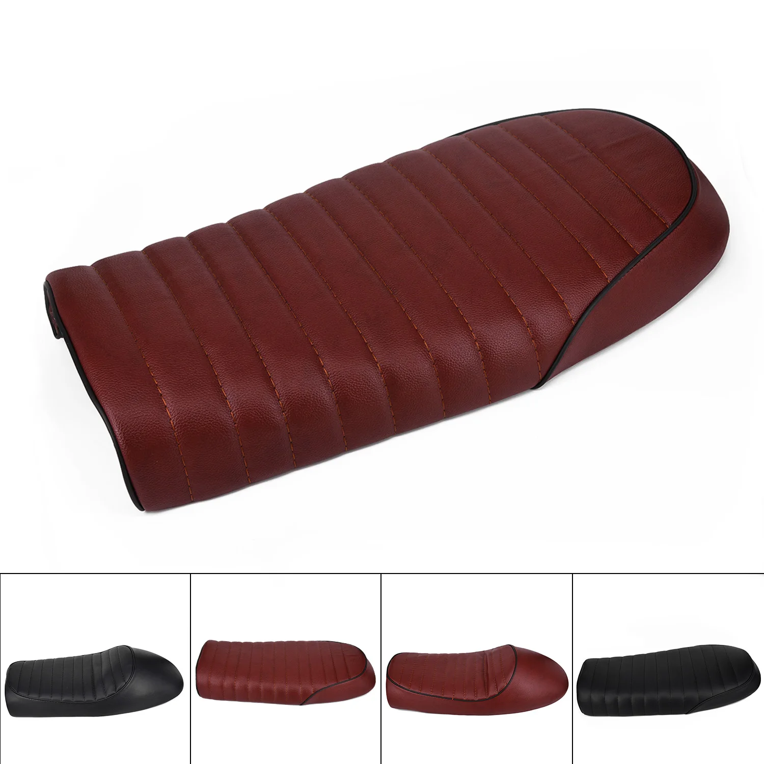 

Vintage Seat Flat Cafe Racer Seat Saddle for Honda For Suzuki Brown sponge Cafe Racer Motorcycle waterproof comfortable