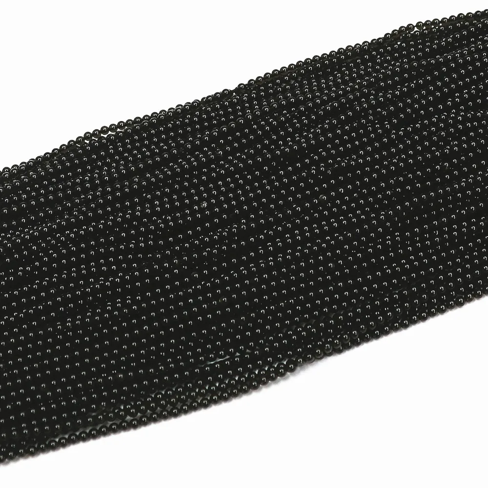 Natural Black Stone Carnelian Onyx 2mm 3mm Round Beads Fashion Agat