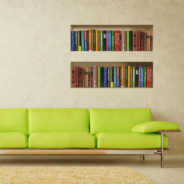 new creative removable book shelves wall stickers home deco 3d wall