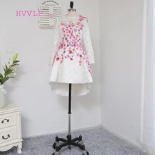 Формальные платья знаменитостей трапециевидной формы одежда с длинным рукавом Кружева цветной бисер с коротким передом и длинной спинкой известный платья для красной дорожки