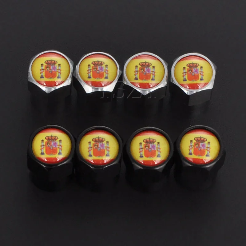 Spanish Flag Tyre Valve Dust Caps Air Auto Car Tire Value Accessories for Cars Bike Bicycle Motorcycle 4Pcs | Автомобили и