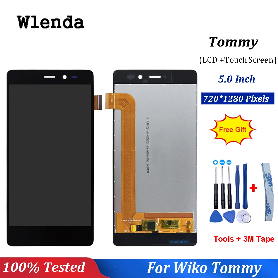 

100% Tested For Wiko Tommy LCD Display+Touch Screen 5.0 Inch For Wiko Tommy LCD Assembly Replacement+Tools