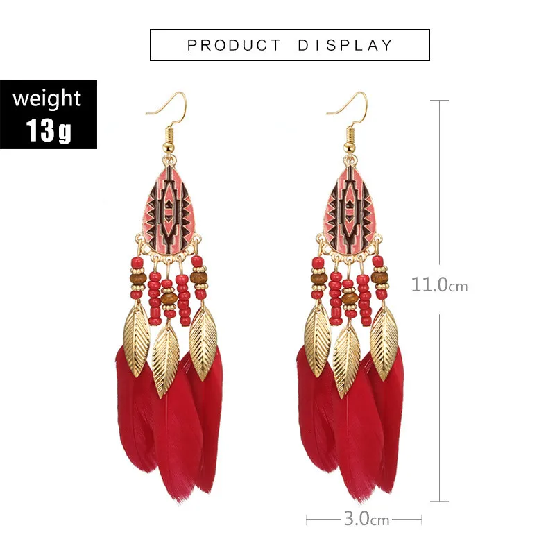 Fashion Long Real Feather Earrings Unique Colorful Feather Earrings for Women Earring Wholesale Jewelry ETD43 (10)