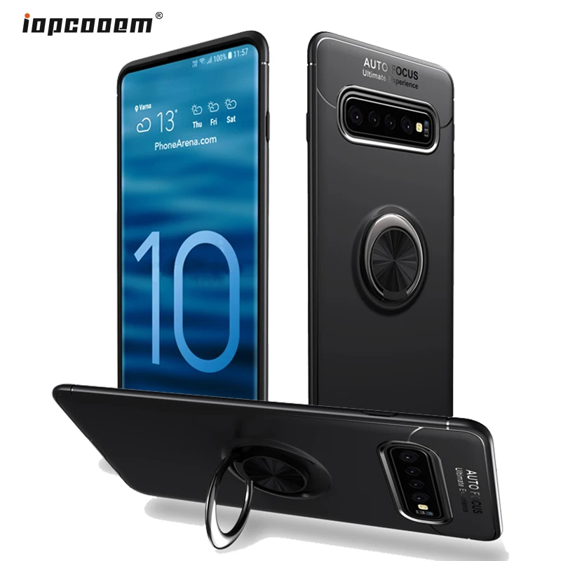 Чехол для samsung S10 с кольцом на палец подставка автомобиля силиконовый мягкий