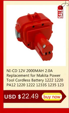 2X NI-CD 12V 2.0A PA12 Замена Батарея для Makita Мощность инструменты 192598-2 6271D 638347-8 1220 1222 1233S 1235 1235A 1235B