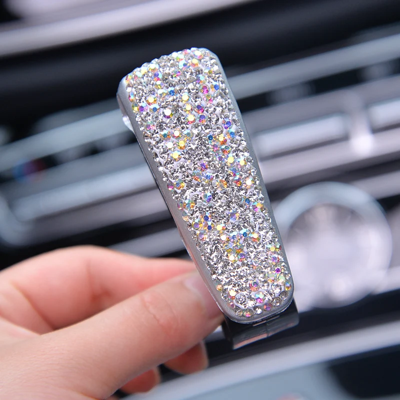 

Auto Fastener Clip White Pink Rhinestone Diamond Car Sun Visor Glasses Sunglasses folder Ticket Receipt Card Clip Storage Holder