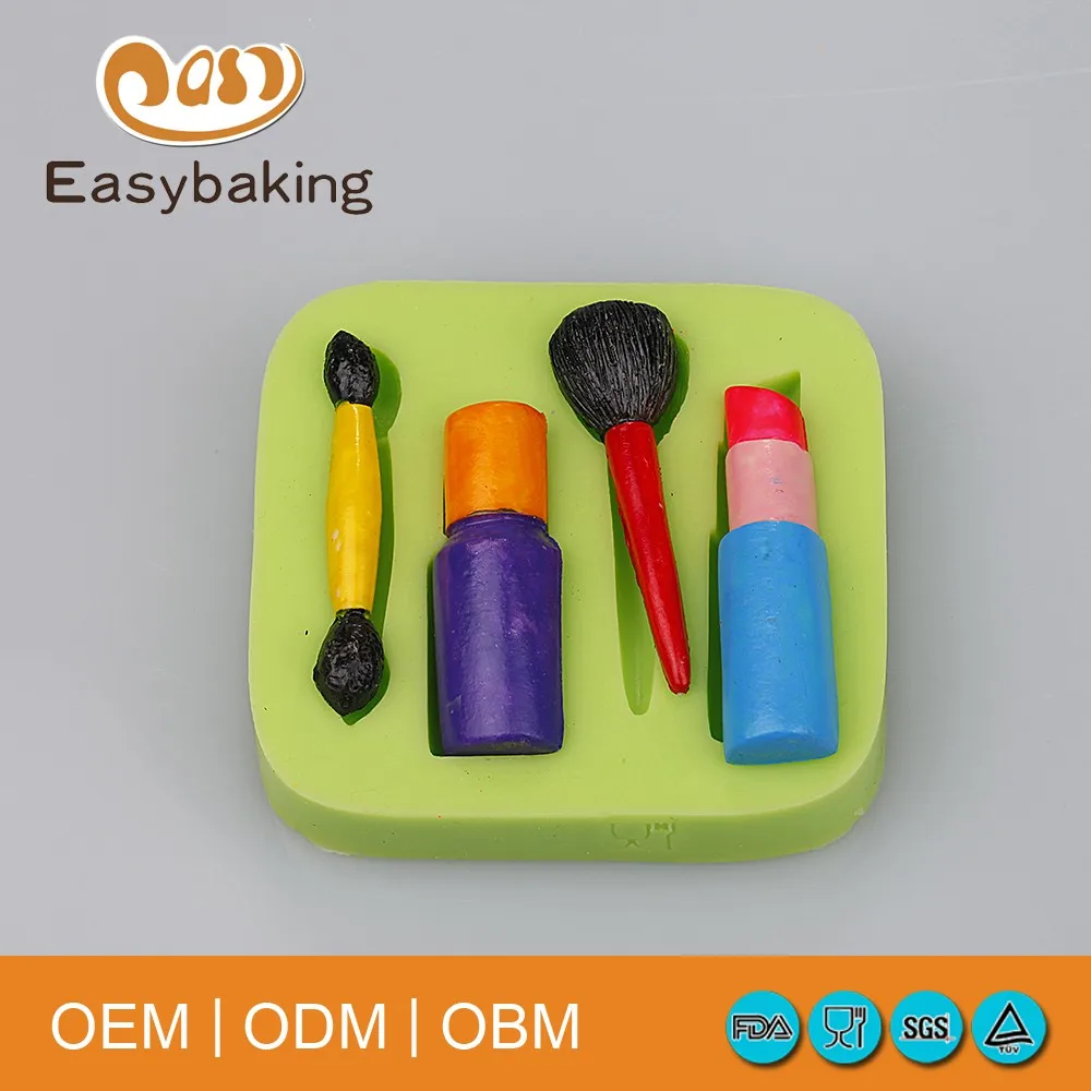 Women cosmetics Makeup brush shape silicone mold cake decoration tools